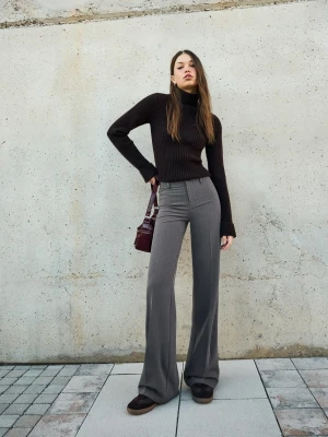 Bershka Spodnie Wide Leg Kobieta Szary