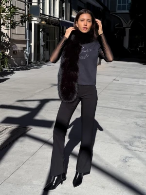 Bershka Spodnie Z Bengalinu Na Zamek Błyskawiczny Kobieta Czarny