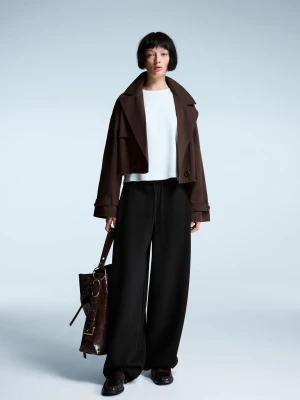 Bershka Spodnie Z Dzianiny Dresowej O Kroju Barrel Ze Stoperami Kobieta Czarny