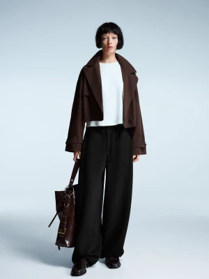 Bershka Spodnie Z Dzianiny Dresowej O Kroju Barrel Ze Stoperami Kobieta Czarny