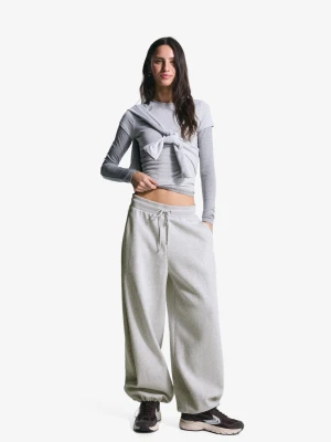 Bershka Spodnie Z Dzianiny Dresowej O Kroju Barrel Ze Stoperami Kobieta Szary