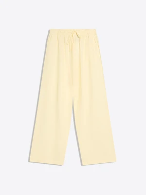 Bershka Spodnie Z Mieszanki Lnu Z Gumką W Pasie Kobieta Żółty