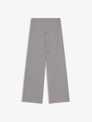 Bershka Spodnie Z Nadrukiem O Kroju Straight Kobieta Granatowy