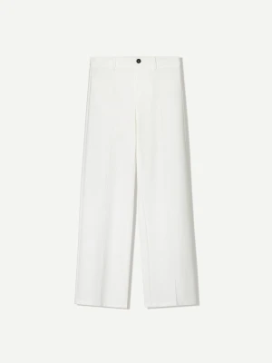 Bershka Spodnie Z Szerokimi Nogawkami Kobieta Biały