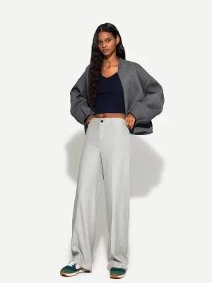 Bershka Wide-Leg Trousers Kobieta Grey