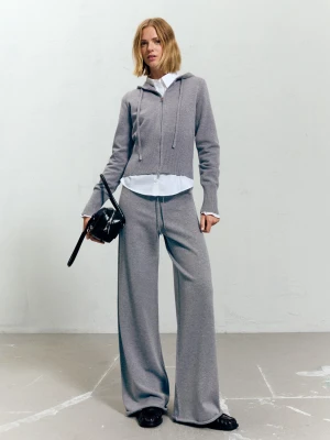 Bershka Spodnie Z Szerokimi Nogawkami Kobieta Szary