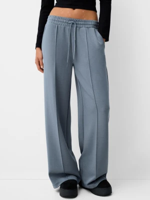 Bershka Soft Touch Wide-Leg Trousers Kobieta Dark Grey