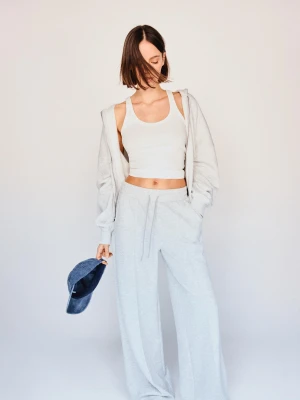 Bershka Spodnie Z Szerokimi Nogawkami Z Soft Modalem Kobieta Szary