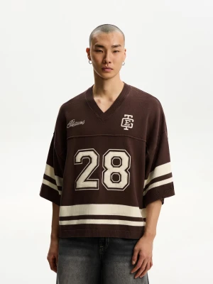 Bershka Sportowa Koszulka Oversize Z Krótkim Rękawem Mężczyzna Brązowy
