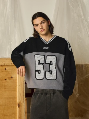 Bershka Sportowy Sweter Z Nadrukiem Mężczyzna Czarny
