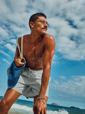 Bershka Strój Kąpielowy Boxy Mężczyzna Zielony