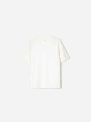 Bershka Strukturalna Koszulka Z Krótkim Rękawem Mężczyzna Biały Złamany