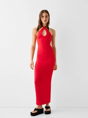 Zdjęcie produktu Bershka Sukienka Maxi Z Dekoltem Kopertowym Kobieta Czerwony