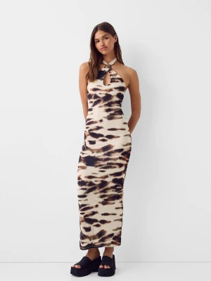 Zdjęcie produktu Bershka Sukienka Maxi Z Dekoltem Kopertowym Kobieta Kremowy