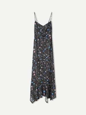 Bershka Sukienka Midi Na Ramiączkach Z Tiulu Z Nadrukiem Kobieta Zielony