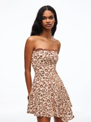 Bershka Sukienka Mini Bandeau Kobieta Brązowy