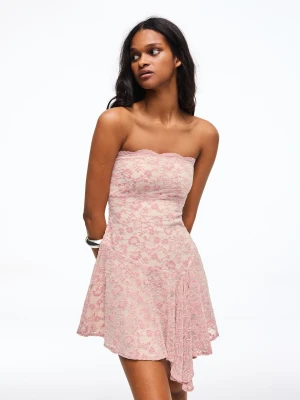 Bershka Sukienka Mini Bandeau Kobieta Różowy