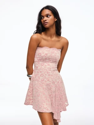 Bershka Sukienka Mini Bandeau Kobieta Różowy