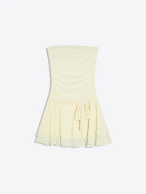 Bershka Sukienka Mini Bandeau Kobieta Żółty