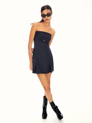 Bershka Sukienka Mini Bandeau Z Paskiem Kobieta Ciemnoniebieski