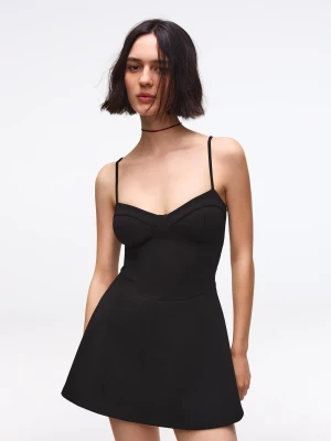 Bershka Sukienka Mini Gorsetowa Na Ramiączkach Kobieta Czarny