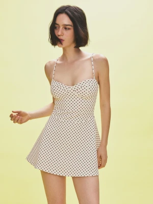 Bershka Sukienka Mini Gorsetowa Na Ramiączkach Kobieta Kremowy