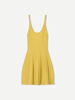 Bershka Sukienka Mini Na Ramiączkach Kobieta Musztardowy