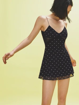 Bershka Sukienka Mini Na Ramiączkach Z Tiulu Kobieta Czarny
