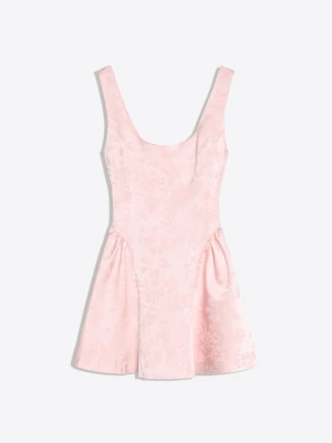 Bershka Sukienka Mini Ramiączka Żakardowa Satyna Kobieta Różowy