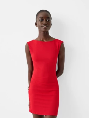 Bershka Sukienka Mini Z Fakturą I Odkrytymi Plecami Kobieta Czerwony