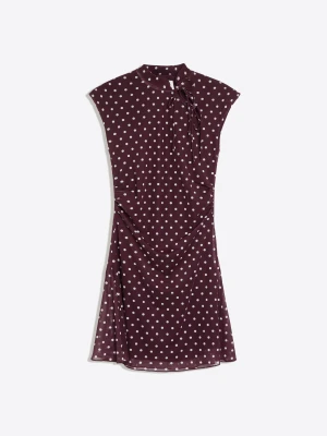 Bershka Sukienka Mini Z Tiulu W Kropki Kobieta Bordowy
