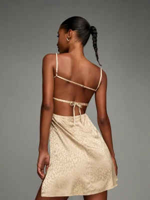 Bershka Sukienka Mini Żakardowa Kobieta Różowy