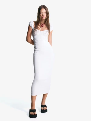 Bershka Sukienka Średniej Długości Kobieta Biały Złamany