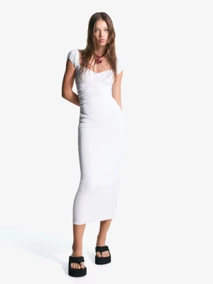 Bershka Sukienka Średniej Długości Kobieta Biały Złamany