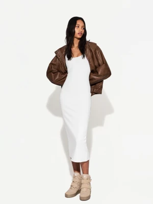 Bershka Sukienka Średniej Długości Na Ramiączkach Kobieta Biały Złamany