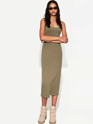 Bershka Sukienka Średniej Długości Na Ramiączkach Kobieta Khaki