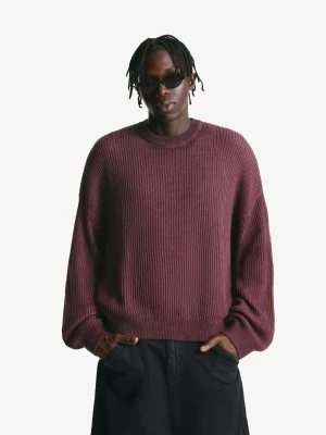 Bershka Sweter Boxy Mężczyzna Bordowy