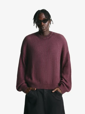 Bershka Sweter Boxy Mężczyzna Bordowy