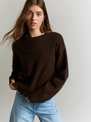 Bershka Sweter Oversize Dół Rib Kobieta Brązowy