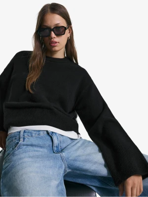 Bershka Sweter Oversize Dół Rib Kobieta Czarny