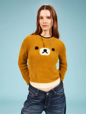 Bershka Sweter Rilakkuma Z Efektem Futerka Kobieta Pomarańczowy