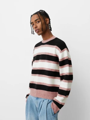 Zdjęcie produktu Bershka Sweter W Paski Mężczyzna Biały / Czarny