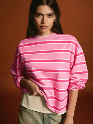 Zdjęcie produktu Bershka Sweter W Paski Z Okrągłym Dekoltem Kobieta Różowy