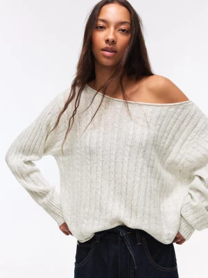 Bershka Sweter W Warkocze Kobieta Szary