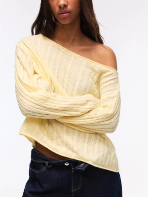 Bershka Sweter W Warkocze Kobieta Żółty