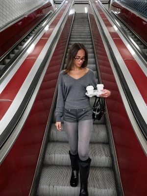 Bershka Sweter Z Dekoltem W Serek I Wiązaniem Kobieta Szary