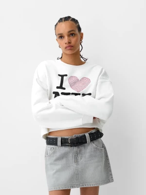 Zdjęcie produktu Bershka Sweter I Love New York Z Długim Rękawem Kobieta Biały
