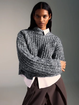 Bershka Sweter Z Golfem Szpulka Nici Kobieta Ciemnoszary