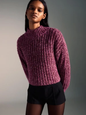 Bershka Sweter Z Golfem Szpulka Nici Kobieta Fuksja