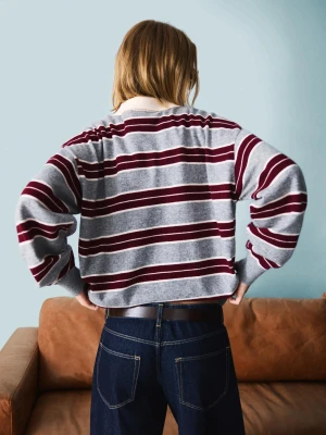 Bershka Sweter Z Kołnierzykiem Polo Kobieta Bordowy
